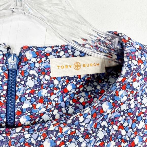 TORY BURCH Hudson Blue Print Long Sleeve Sheath Chrissy Dress Sz. Small - Picture 3 of 5